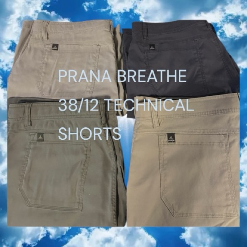 LOT OF FOUR PRANA BREATHE STRETCH NYLON/SPANDEX MENS 38/12 ADJ BELTED WAIST RARE - Picture 12 of 16
